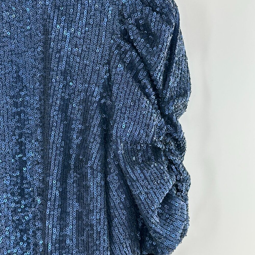 NWT Anthropologie  by Anthropologie Marie Navy Sequin Puff Short Sleeve Size 6 - Picture 4 of 13